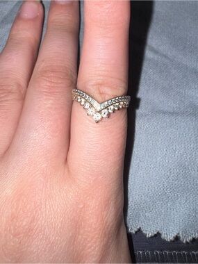 Pandora: Princess Wishbone Ring 14k Rose Gold Plating